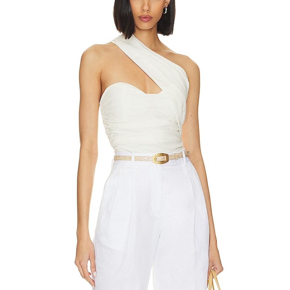 Atoir Ruched White Never Really Over Bodysuit Size S - Picture 1 of 5